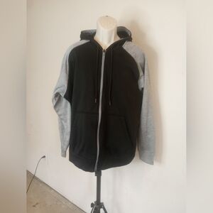 Adidas Hoodie Sweatshirt Mens XLblack & Gray Long Sleeve Full Zip Climawarm